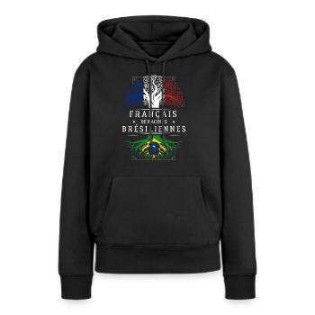 Racines Brésiliennes - Sweat à capuche Premium bio Femme - noir - Devant - Julia (174cm)