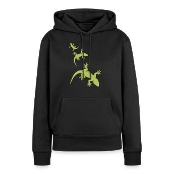 echsen - Frauen Premium Bio Hoodie - Schwarz - Vorne - Julia (174cm)