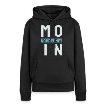 MOIN Norderney Shirt Nordsee Insel Shirt Norderney - Frauen Premium Bio Hoodie - Schwarz - Vorne - Julia (174cm)
