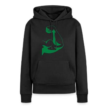 biceps - Women’s Premium Organic Hoodie - black - Front - Julia (174cm)