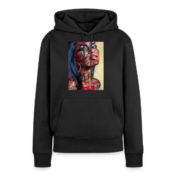 DESIGN VISAGE - Sweat à capuche Premium bio Femme - noir - Devant - Julia (174cm)