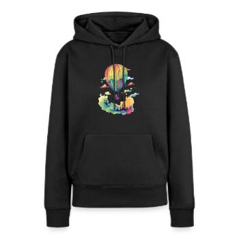 Mehrfarbiger Heißluftballon - Frauen Premium Bio Hoodie - Schwarz - Vorne - Julia (174cm)