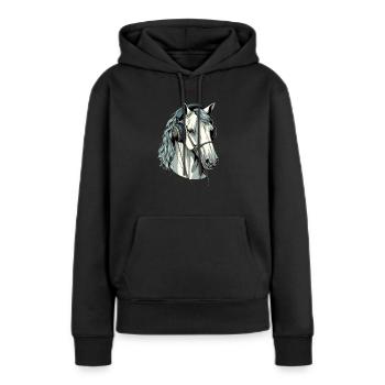 Hapo le cheval audiophile - Sweat à capuche Premium bio Femme - noir - Devant - Julia (174cm)