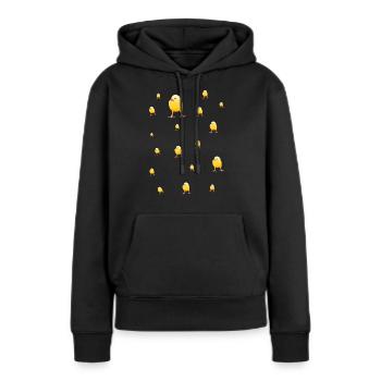 Alarme de poussin - Sweat à capuche Premium bio Femme - noir - Devant - Julia (174cm)