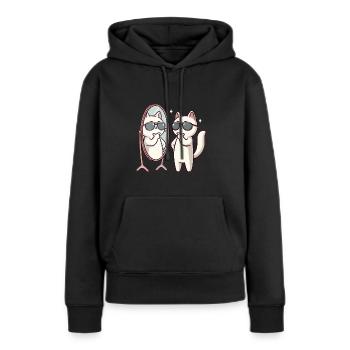 Chat confiant avec des lunettes de soleil - Sweat à capuche Premium bio Femme - noir - Devant - Julia (174cm)