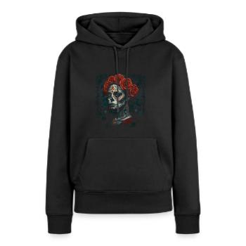 Santa Muerte femme mexicaine tête de mort design - Sweat à capuche Premium bio Femme - noir - Devant - Julia (174cm)
