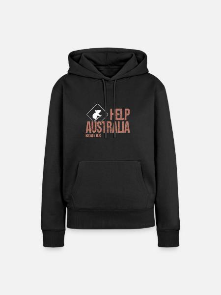 HELP AUSTRALIA KOALAS - Frauen Premium Bio Hoodie - Schwarz