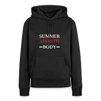 apéritif Body - Sweat à capuche Premium bio Femme - noir - Devant - Julia (174cm)