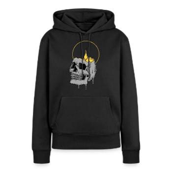 Flucht - Frauen Premium Bio Hoodie - Schwarz - Vorne - Julia (174cm)