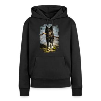 Schwarzer deutscher Schäferhund Foto - Frauen Premium Bio Hoodie - Schwarz - Vorne - Julia (174cm)