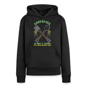 Gärtner Gärtnern Rechen - Frauen Premium Bio Hoodie - Schwarz - Vorne - Julia (174cm)