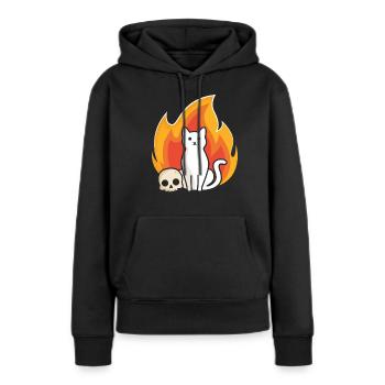 Ronronnement - Sweat à capuche Premium bio Femme - noir - Devant - Julia (174cm)