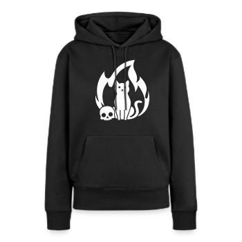 Ronronnement - Sweat à capuche Premium bio Femme - noir - Devant - Julia (174cm)