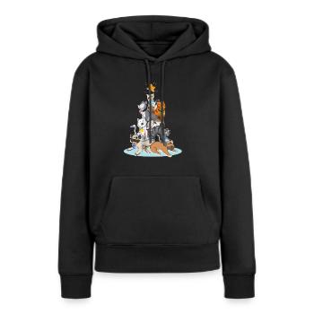 Katzen Katze Hunde Hund Weihnachtsbaum - Frauen Premium Bio Hoodie - Schwarz - Vorne - Julia (174cm)