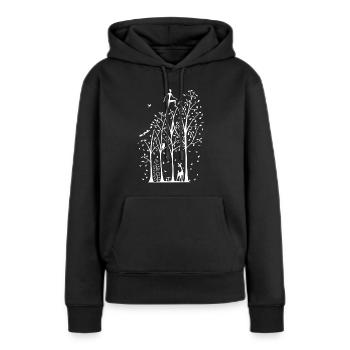 Comment vivre - vers le haut blanc - Sweat à capuche Premium bio Femme - noir - Devant - Julia (174cm)