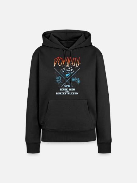 downhill - Frauen Premium Bio Hoodie - Schwarz