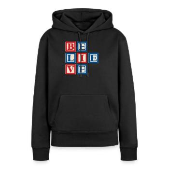 Croire 2 - Sweat à capuche Premium bio Femme - noir - Devant - Julia (174cm)