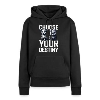 Wähle Dein Schicksal - Hund vs Katze - Frauen Premium Bio Hoodie - Schwarz - Vorne - Julia (174cm)