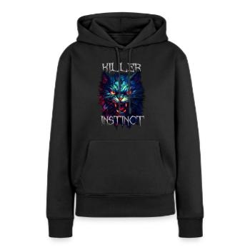 Killer instict Wild cat neon - Sweat à capuche Premium bio Femme - noir - Devant - Julia (174cm)