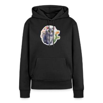 Britisch Kurzhaar - Frauen Premium Bio Hoodie - Schwarz - Vorne - Julia (174cm)