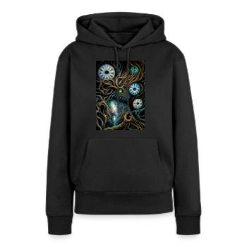 Enraciné IV - Sweat à capuche Premium bio Femme - noir - Devant - Julia (174cm)