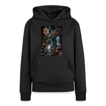 Enraciné V - Sweat à capuche Premium bio Femme - noir - Devant - Julia (174cm)