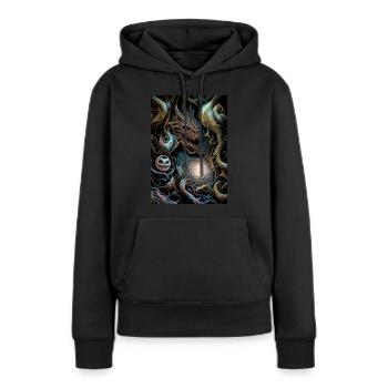 Enraciné III - Sweat à capuche Premium bio Femme - noir - Devant - Julia (174cm)