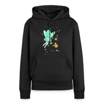 Fée et lucioles - Sweat à capuche Premium bio Femme - noir - Devant - Julia (174cm)