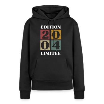 Edition limitée 2004 19e anniversaire - Sweat à capuche Premium bio Femme - noir - Devant - Julia (174cm)