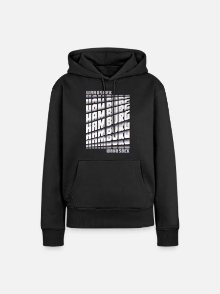 Hamburg Wandsbek - Frauen Premium Bio Hoodie - Schwarz