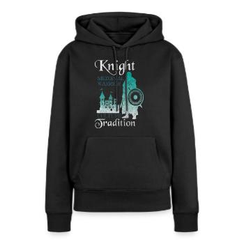 Épée, Dragon, Chevalerie, Noblesse - Sweat à capuche Premium bio Femme - noir - Devant - Julia (174cm)