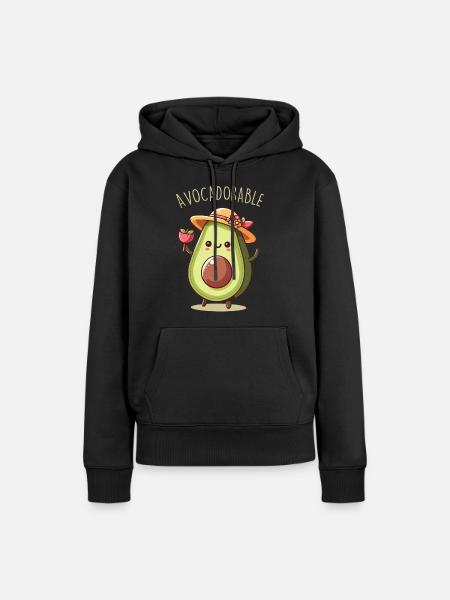 Avocadofähig - Dame Premium hoodie, økologisk bomuld - sort