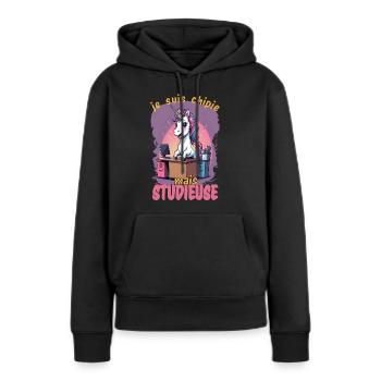 Ich bin ein aber fleißiger 2 - Frauen Premium Bio Hoodie - Schwarz - Vorne - Julia (174cm)