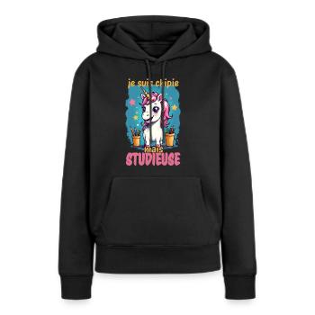 Ich bin ein aber fleißiger 1 - Frauen Premium Bio Hoodie - Schwarz - Vorne - Julia (174cm)