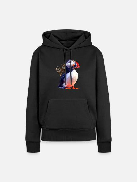 Papageientaucher - Frauen Premium Bio Hoodie - Schwarz