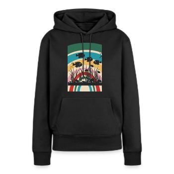 Calmar d’aquarium - Sweat à capuche Premium bio Femme - noir - Devant - Julia (174cm)
