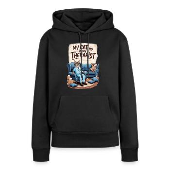 Cat Therapist - Women’s Premium Organic Hoodie - black - Front - Julia (174cm)