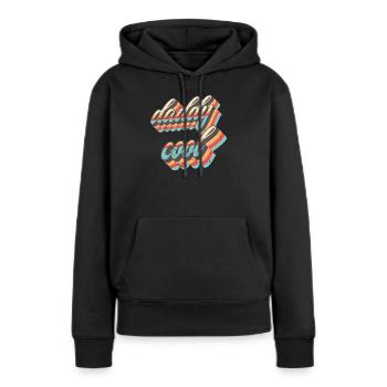 Daddy Cool Retro Straps - Frauen Premium Bio Hoodie - Schwarz - Vorne - Julia (174cm)