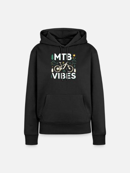 Mountainbike Vibes Illustration - Frauen Premium Bio Hoodie - Schwarz