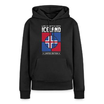 Islande - Sweat à capuche Premium bio Femme - noir - Devant - Julia (174cm)