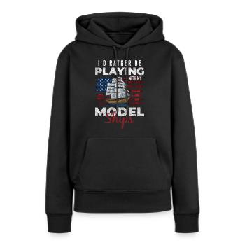 Schiff Modellbauer Schifffahrt - Frauen Premium Bio Hoodie - Schwarz - Vorne - Julia (174cm)