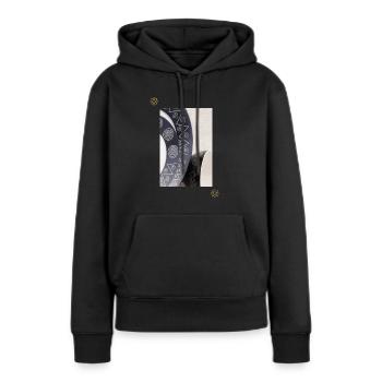 Art élégant africain - Sweat à capuche Premium bio Femme - noir - Devant - Julia (174cm)