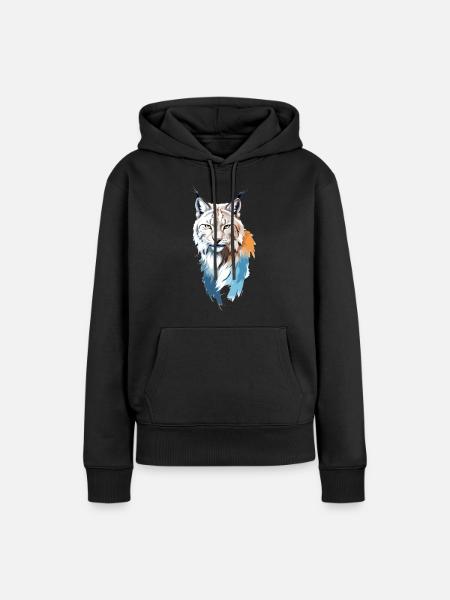 Luchs-Vektor-Kunst mit lebendiger Farbillustration - Frauen Premium Bio Hoodie - Schwarz