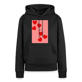 Love - Frauen Premium Bio Hoodie - Schwarz - Vorne - Julia (174cm)