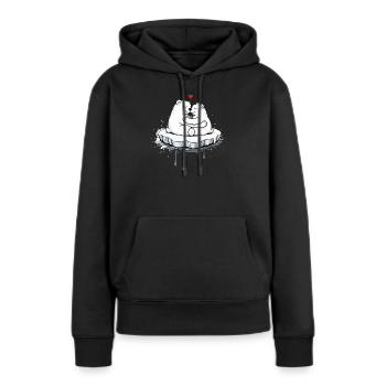Zwei kuschelnde Eisbären auf Eisscholle  - Frauen Premium Bio Hoodie - Schwarz - Vorne - Julia (174cm)