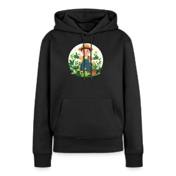 Motif de jardinier Green Thumb Plant Comprehenser - Sweat à capuche Premium bio Femme - noir - Devant - Julia (174cm)