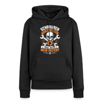 Schrauben ist meine Therapie Autoschrauber - Frauen Premium Bio Hoodie - Schwarz - Vorne - Julia (174cm)