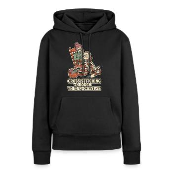 Cross Stitching Through The Apocalypse - Frauen Premium Bio Hoodie - Schwarz - Vorne - Julia (174cm)