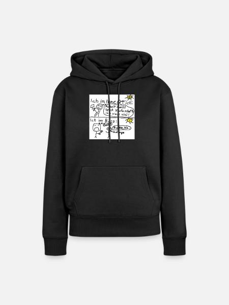 HomeOffice vs Büro Comic - Frauen Premium Bio Hoodie - Schwarz