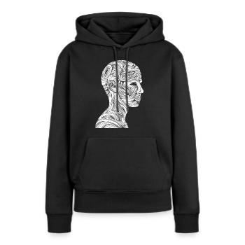 Dessin abstrait d’une personne - Sweat à capuche Premium bio Femme - noir - Devant - Julia (174cm)